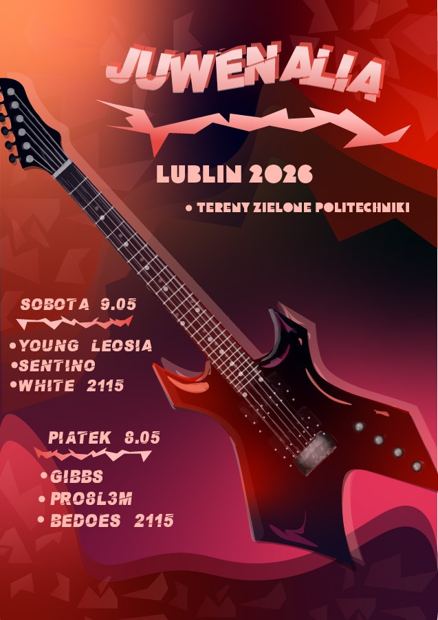 Plakat Juwenalia  - Grafika wykonana na zajęciach w LCKZiU - Technik Grafiki i Poligrafii Cyfrowej w Lublinie - Centrum Kształcenia Zawodowego i Ustawicznego - LCKZiU