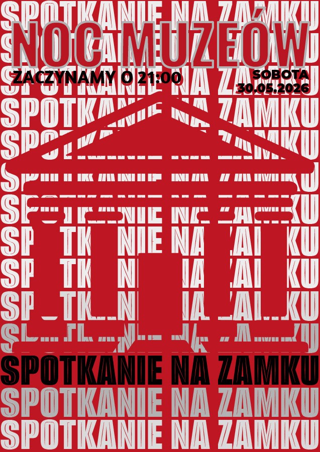 Plakat Noc w Muzeum - Grafika wykonana na zajęciach w LCKZiU - Technik Grafiki i Poligrafii Cyfrowej w Lublinie - Centrum Kształcenia Zawodowego i Ustawicznego - LCKZiU